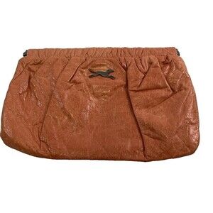 Bimbo And Lola Pink Coral Lamb Leather Clutch Clasp Structured Bag GlazedPurse